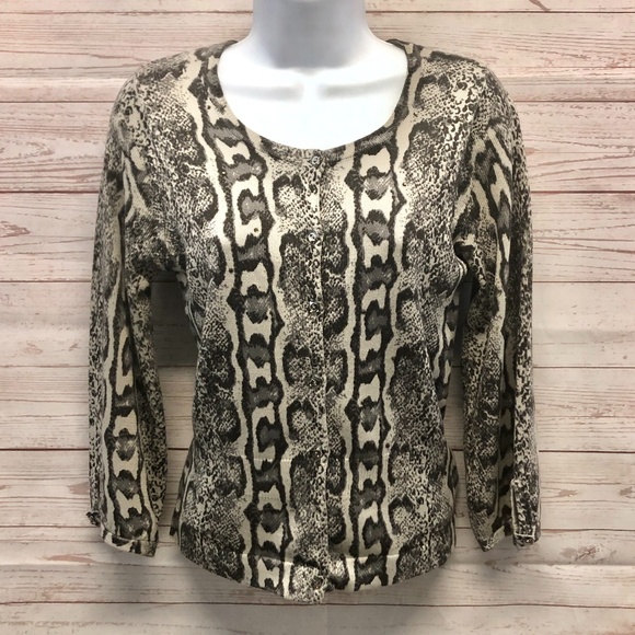 Charlotte Tarantola Snakeskin Print rhinestone accented sweater - Picture 1 of 8